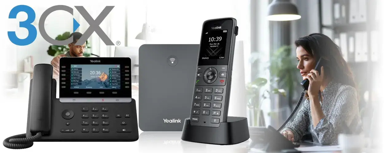 3CX phone system with Yealink IP desk phone and DECT handset in a Dubai and Abu Dhabi office